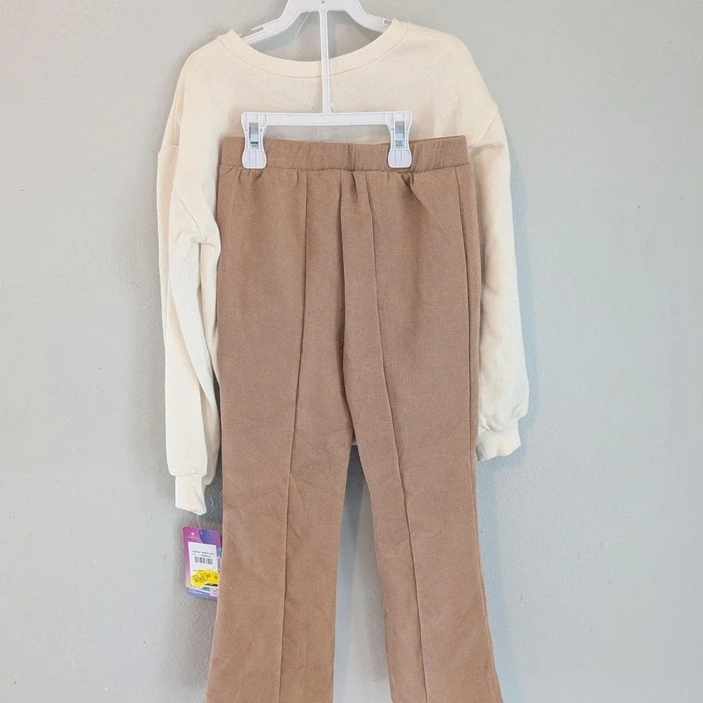 Disney Minnie Mouse Girls 6X Sweatshirt and Pants Set Ivory Leopard Bow